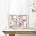 Double Picture Frame 5x7 White Wooden Hinged Photo Frames Collage Shadow Box 2 Openings Elegant Wedding Gifts